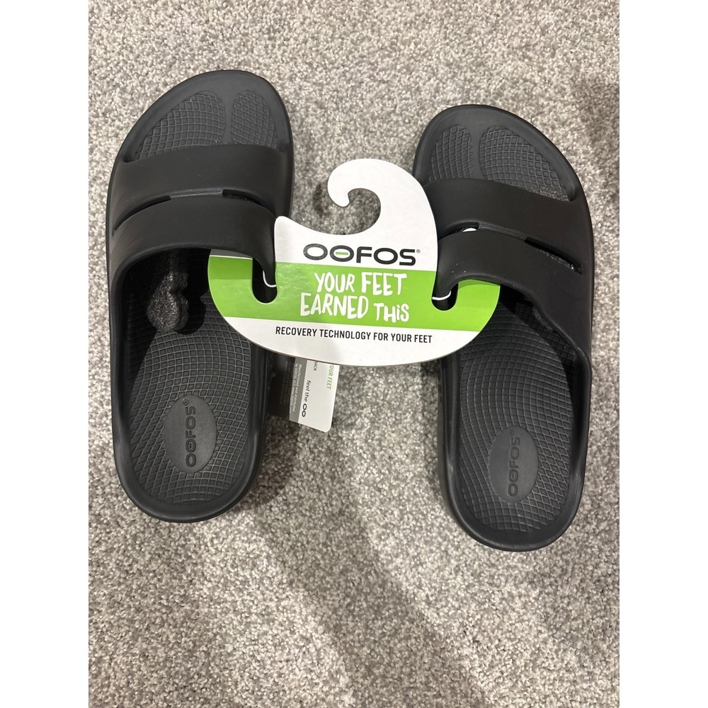 Oofos unisex ooahh slides size women's 10 men's 8 new black - Picture 3 of 4